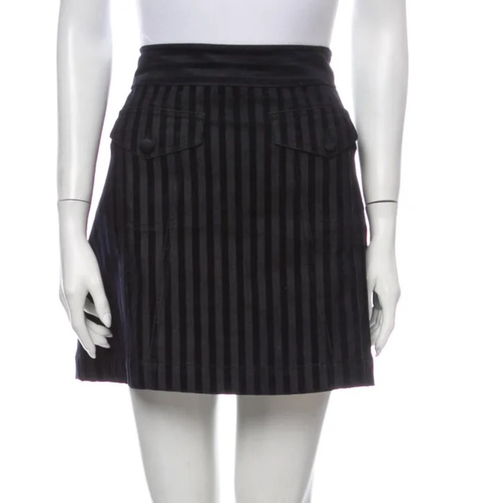 Derek Lam 10 Crosby denim striped a-line mini Skirt flap pockets